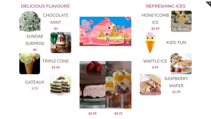 ice cream menu boards